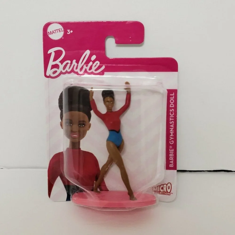 Micro Barbie African American Set of 6 Gymnast Cheerleader 3” Cupcake Topper Fig